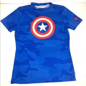 Under Armour Captain America Marvel Fitted HeatGear T-Shirt Youth XL, Camouflage
